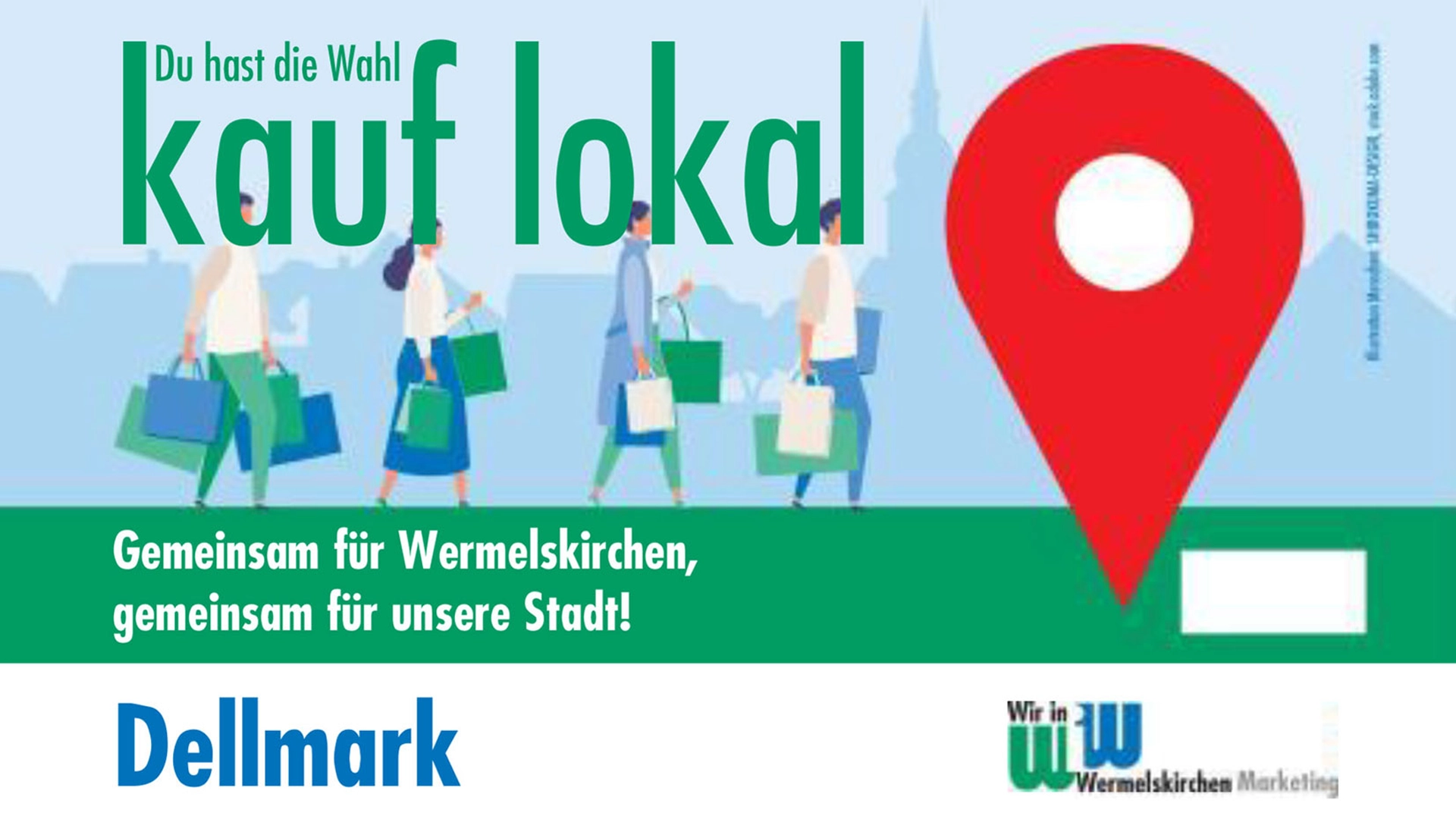 Grafik „kauf lokal – Gemeinsam für Wermelskirchen“ der Aktion Digitale Dellmark