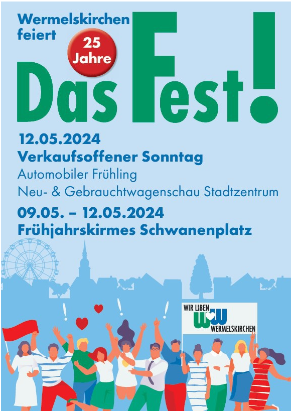 Plakat Das Fest – 25 Jahre mit verkaufsoffenem Sonntag, Autoschau und Frühjahrskirmes